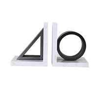 TOMYEUS Bookends Marble Bookends Metal Geometric Book Ends, Bookends for Shelves, Bookends for Heavy Books, Office Home Living Room Decoration Ornaments Creative Bookend