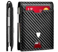 Tomylv Mens Wallets Slim RFID Blocking Carbon Fiber Wallets Mens with up to 13 Credit Card Holder, Strong Money Clip & ID Window Minimalist Bi-Fold Wallets for Men UK with Gift Box - Black