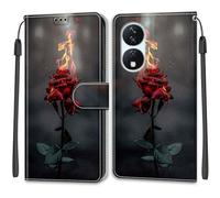 TOMYOU for Honor X7B 4G / 5G Case, PU Leather Wallet Book Flip Folio Stand View Cover Pouch Compatible with Honor 90 Smart Phone Case - Roses