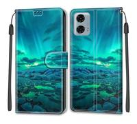TOMYOU for Motorola Moto G24/ G04/ G04S/ E14 Phone Case, PU Leather Wallet Book Flip Folio Stand View Cover Pouch Compatible with Motorola Moto G24 Power Case - Arctic