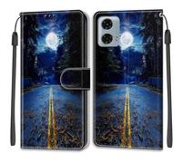 TOMYOU for Motorola Moto G24/ G04/ G04S/ E14 Phone Case, PU Leather Wallet Book Flip Folio Stand View Cover Pouch Compatible with Motorola Moto G24 Power Case - Moon