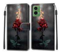 TOMYOU for Motorola Moto G35 5G Phone Case, PU Leather Wallet Book Flip Folio Stand View Cover Pouch Compatible with Motorola Moto G35 Case - Roses