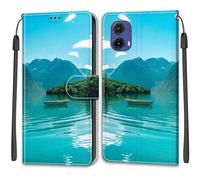 TOMYOU for Motorola Moto G85 5G Case, PU Leather Wallet Book Flip Folio Stand View Cover Pouch Compatible with Motorola G85 5G Phone Case - Boat