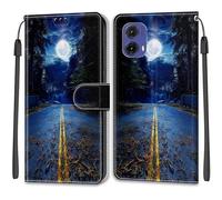 TOMYOU for Motorola Moto G85 5G Case, PU Leather Wallet Book Flip Folio Stand View Cover Pouch Compatible with Motorola G85 5G Phone Case - Moon