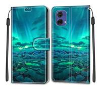TOMYOU for Motorola Moto G85 5G Case, PU Leather Wallet Book Flip Folio Stand View Cover Pouch Compatible with Motorola G85 5G Phone Case - Arctic