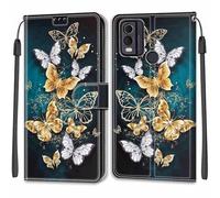 TOMYOU for Nokia C22 Case, PU Leather Wallet Book Flip Folio Stand View Cover Pouch Compatible with Nokia C32 Phone Case - Butterfly