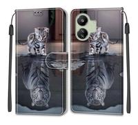 TOMYOU for Xiaomi Redmi 13C 5G/4G Case, PU Leather Wallet Book Flip Folio Stand View Cover Pouch Compatible with Xiaomi Poco C65 Phone Case - Lion