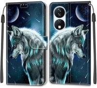 TOMYOU PU Leather Wallet Case for Honor 90 Smart/X7b 5G, Wolf