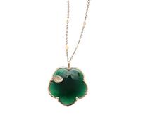 Ton Joli Necklace in 18ct Rose Gold with Green Agate, White and Champagne Diamonds