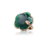 Ton Joli Ring in 18ct Rose Gold with Green Agate - Ring Size O