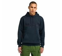 Tonal Embroidered Logo Hoodie in Cotton Mix Navy Blue