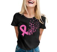 Tonal Watercolor Awareness Tee - Breast Cancer UK Gradient Ribbon Women's Casual Everyday Top