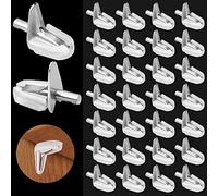 TONAUP 30Pcs Shelf Support Pegs, 3mm L-Shape Plastic with Steel Clips Shelves Pins, Invisible Shelf Bracket for Wardrobe Cabinet Bookcase Glass Showcase Kitchen Office