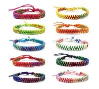 TONAUP Boho Surfer Bracelet Set, Multi-Color Woven Beads Bracelet, Handmade Friendship Braided Ethnic Adjustable Bracelets Jewelry Gift for Wrist Anklet Hair Accessories (10 Multi-Color)