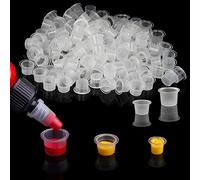 TONBAO 300PCS Mixed Tattoo Ink Cups #8 Small #11 Medium #14 Large Pigment Ink Caps Plastic Container Cup Tattoo Accessory