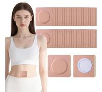 TONBAO 40PCS Castor Oil Patches (7x7cm), Disposable Organic Cotton Pad, Leak-Proof & Hypoallergenic Belly Button Patches, Invisible Round-Hole Design Natural Skin Tone(Castor Oil NOT Included)