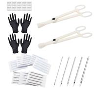 TONBAO Piercing Kit - 41Pcs Professional Piercing Kit Includes 25Pcs Ear Nose Piercing Needles 12G 14G 16G 18G 20G 2Pcs Disposable Piercing Clamps Forceps 10Pcs Clean Tools 4Pcs Gloves