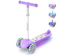 TONBUX 3 Wheel Tri Scooter, Easy Folding System, Height Adjustable Handlebars, Tilt To Turn Steering, Kids Aged 3+ Years (Purple)