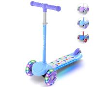 TONBUX 3 Wheel Tri Scooter, Easy Folding System, Height Adjustable Handlebars, Tilt To Turn Steering, Kids Aged 3+ Years (Blue)