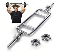 tonchean 34" Triceps Bar Solid Hammer Curl Bar Curl Barbell with Spring Collars Tricep Barbell Training Bar Tricep Weight Bar for Squats Deadlifts Shrugs Building UP a Good Physique 330LBS