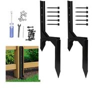 tonchean Fence Post Repair Kit 2pcs Adjustable Fence Post Anchor Support Stake with Nails Heavy Duty Fence Post Brackets Metal Fence Post Holder for Repairing Garden Fence Posts Sign Posts Mailbox