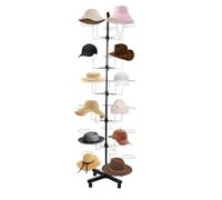 tonchean Hat Rack with 30 Hooks, 6 Tier Hat Display Stand, Freestanding Hat Stand, Rotating Retail Hat Tree Stand, Suitable for Home or Store