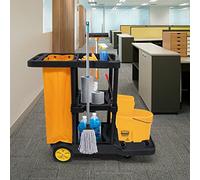 tonchean Janitorial Trolley On Wheels Cleaning Trolley 56x113x88CM Multi-use Rolling Housekeeping Catering Large Capacity Utility Service Cart with Oxford Bag for Office Mall Restaurant Hotel Laundry