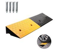 tonchean Rubber Kerb Ramp 100x25x10cm Curb Ramp Wheelchair Rampe with 4 Bolts Non Slip Threshold Ram-p Door Step Rise for Wheelchair Truck Scooter Stair Doorways Garage Sidewalk
