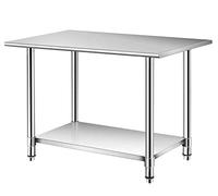 tonchean Stainless Steel Prep Table 91x61x85cm Kitchen Catering Commercial Table Food Preparation Workbench Adjustable Heavy Duty Food Prep Table with Under Shelf for Restaurant Home Hotel