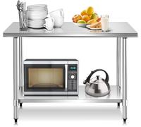 tonchean Stainless Steel Tables Commercial Kitchen Catering Table Heavy Duty Preparation Work Bench with Adjustable Under Shelf for Restaurant Home Hotel 91 X 61 X 85 cm