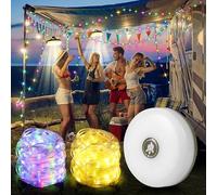 Toncoke Retractable Camping String Lights - 32FT 100 LEDs, USB-C Rechargeable with Power Bank, RGBW Waterproof Fairy Lights for Tent, Patio, Garden, Christmas Tree & Emergency