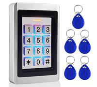 Toncont Door Access Control System, Stand Alone Password Door Keypad + 5PCS RFID Keychains, Support 2000 Users, Wiegand 26 PIN Code RFID Keypad, IP68 Waterproof, Backlight, Zinc Alloy Metal Case