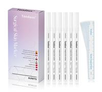 TONDAUS 6Pcs Professional Surgical Tip Skin Marker Pen White Stencil Markers Pen with Paper Ruler for Eyebrow, Tattoo Skin Marking Individually Wrapped 1.0 MM