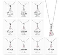 Tondiamo 10 Pcs Boxing Glove Fight Breast Cancer Awareness Pink Ribbon Crystal Charm 18 Inch Pink Ribbon Pendant Necklace Breast Cancer Awareness Accessories for Women