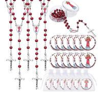 Tondiamo 12 Pcs Baptism Rosaries Divine Jesus First Holy Communion Rosaries Necklace Bead Scented for Guest Religious Event Baptism Party Favor Memorial Gift, Divino Niño Jesus, wooden beads and metal