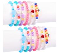 Tondiamo 12 Pcs Beaded Bracelets Bulk Colorful Designs Elastic Stretch Bracelets Set Jewelry for Princess Party Dress up Party Favors Birthday Gift