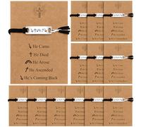 Tondiamo 12 Pcs Christian Bracelet Gift Religious Faith Prayer Bible Verse Gospel Bracelet with Card He Came Died Arose Ascended Coming Back Salvation Jesus Wristband for Men Women