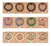Tondiamo 12 Pcs Employee Appreciation Gifts Bracelets Bulk with Thank You Cards Natural Stone Graduation Team Bracelets Inspirational Grad Gifts for Teachers Colleague Staff Coworkers, 7 inches in