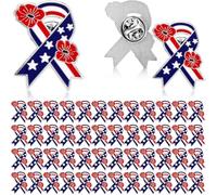 Tondiamo 12 Pcs Veterans Day Poppy Pin Patriotic Poppy Flower Pin American Flag Memorial Day Brooch for Veterans Memorial (Red)