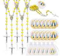 Tondiamo 12 Pcs Virgen De La Caridad Del Cobre Yellow Bead Scented Rosaries Catholic Rosary Necklace Gifts Catholic Memorial Gift for Guests Religious Event Rosaries Baptism Party Favor