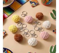 Tondiamo 12 Pieces Mexican Sweet Bread Concha Keychains 2'' Mexican Bread Keychain Concha Breads Shape Keychain 5 Charm Keyring of the Country of Mexico for Mexico Themed Parties