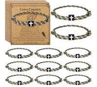 Tondiamo 12 Set Cross Country Running Gifts Adjustable Rope Marathon Runners Bracelets Bulk Cross Country Team Gifts Religious Christian Jesus Braided Bracelets Men Women Track and Field Accessories