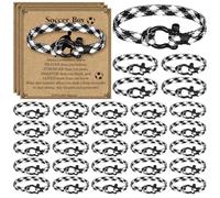 Tondiamo 12 Set Sport Bracelets Baseball Softball Basketball Team Gift Adjustable Rope Jesus Cross Bracelet Christian Religious Gift for Men Women Christian Baptism Gifts, bracelet: 5.12-10.63 inches