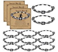Tondiamo 12 Set Sport Bracelets Baseball Softball Basketball Team Gift Adjustable Rope Jesus Cross Bracelet Christian Religious Gift for Men Women Christian Baptism Gifts, bracelet: 5.12-10.63 inches