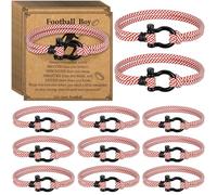 Tondiamo 12 Set Sport Bracelets Baseball Softball Basketball Team Gift Adjustable Rope Jesus Cross Bracelet Christian Religious Gift for Men Women Christian Baptism Gifts, bracelet: 5.12-10.63 inches