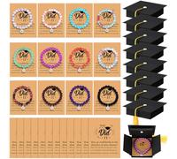 Tondiamo 12 Sets Graduation Gifts for Her Graduation Compass Bracelets Gift Cards Box Set Graduated Inspirational Cards in Cap Box Graduation Gift for Colleges for Class of 2025 High School Seniors