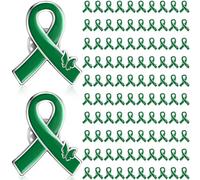 Tondiamo 120 Pcs Green Ribbon Pin Mental Health Pins Organ Donation Cerebral Palsy Liver Cancer Awareness Hope Brooch Mental Health Awareness Lapel Pins for Charity Fundraiser Supplies Bulk, Metal, no