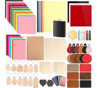 Tondiamo 137 Pcs Laser Material Explore Kit Laser Cutting Materials Engraving Material Accessories Including Acrylic, Wood, Metal, PU Leather, Fabric, Rock, Rubber Materials for Laser Cutter Engraver