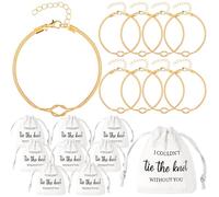 Tondiamo 16 Pcs Bridesmaids Proposal Jewelry Gifts Knot Bracelets Linen Cotton Jewelry Bags Pouch I Couldn't Tie the Knot Without You Bridesmaid Proposal Gifts for Bridal Shower Favor