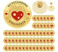 Tondiamo 18/54 Pcs Volunteer Work Lapel Pin Bulk Outstanding Volunteer Pin Gold Honor Pins for Backpacks Appreciation Gifts, classic color, one size/ about 0.98 inches/ 2.5 cm in diameter